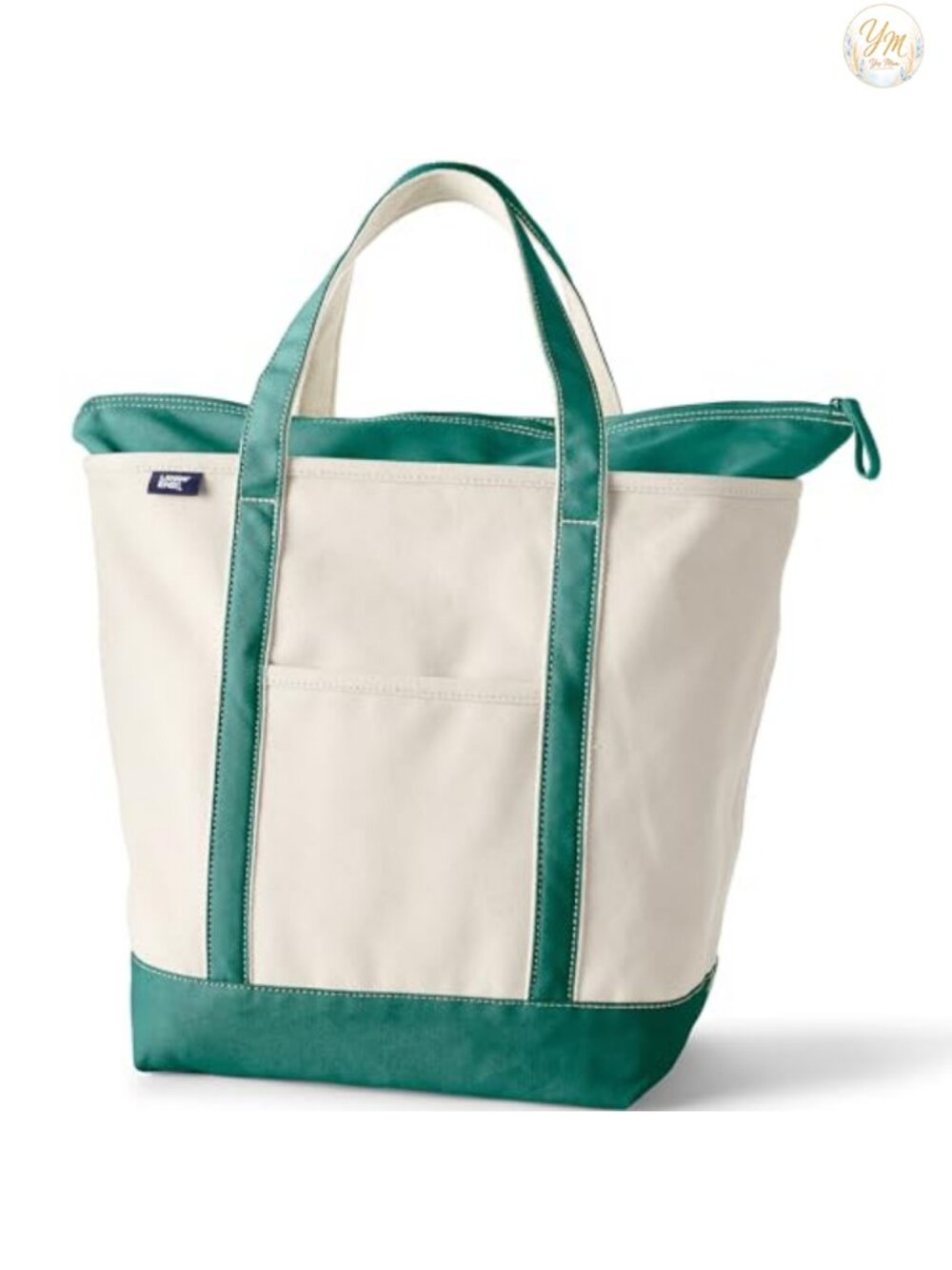 Lands' End Zip Canvas Tote, Cotton, Water-Resistant, Reinforced Handles, 5